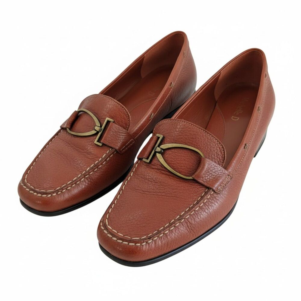 Michelle D 10M Brown Leather Horsebit Loafers Moc Toe Comfort Shoes